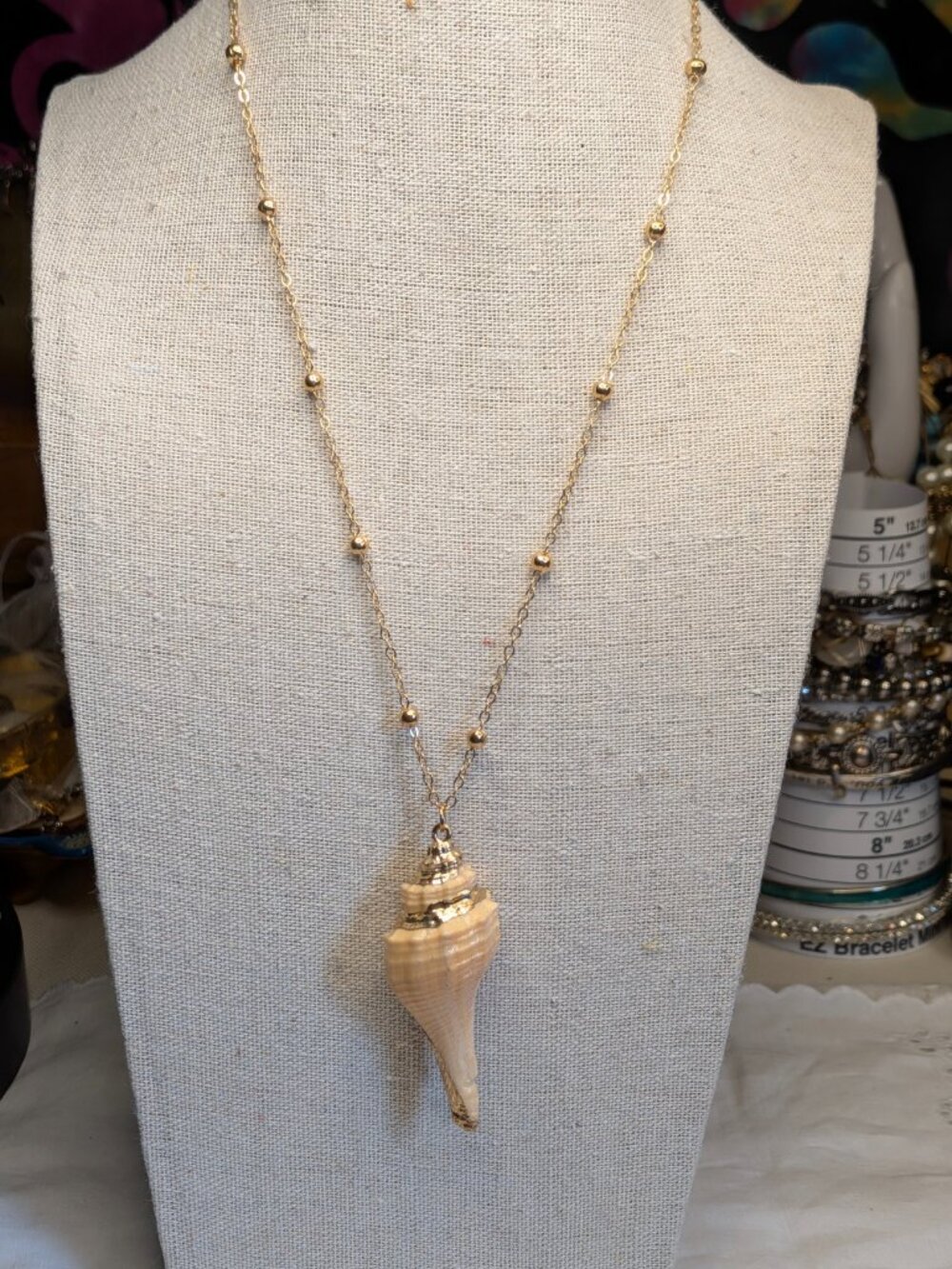 Gold-Plated Conch Shell Pendant Necklace
